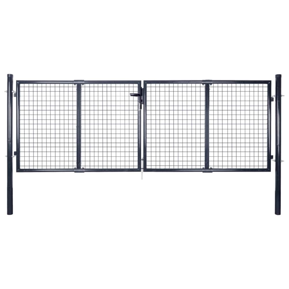 Puerta de malla de jardín | Puerta de valla | Cancela de valla acero galvanizado gris 289x75 cm CFW40847 Oferta exclusiva