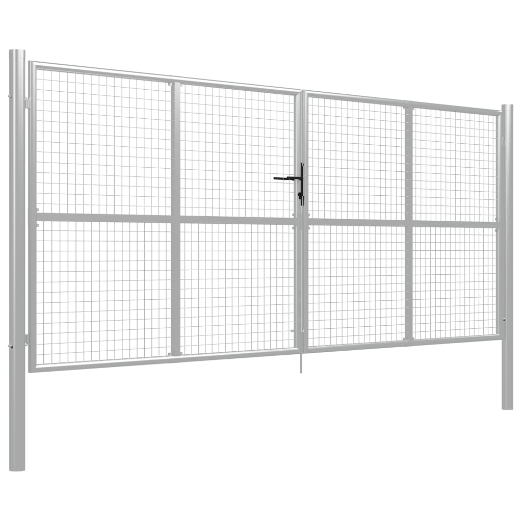 Maison Exclusive - Puerta de jardín de acero galvanizado plateado 415x200 cm Grandes ahorros