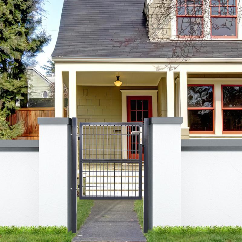 Garden Gate 120 x 100 cm con bloqueo de malla de metal - Gris Precio ultrabajo