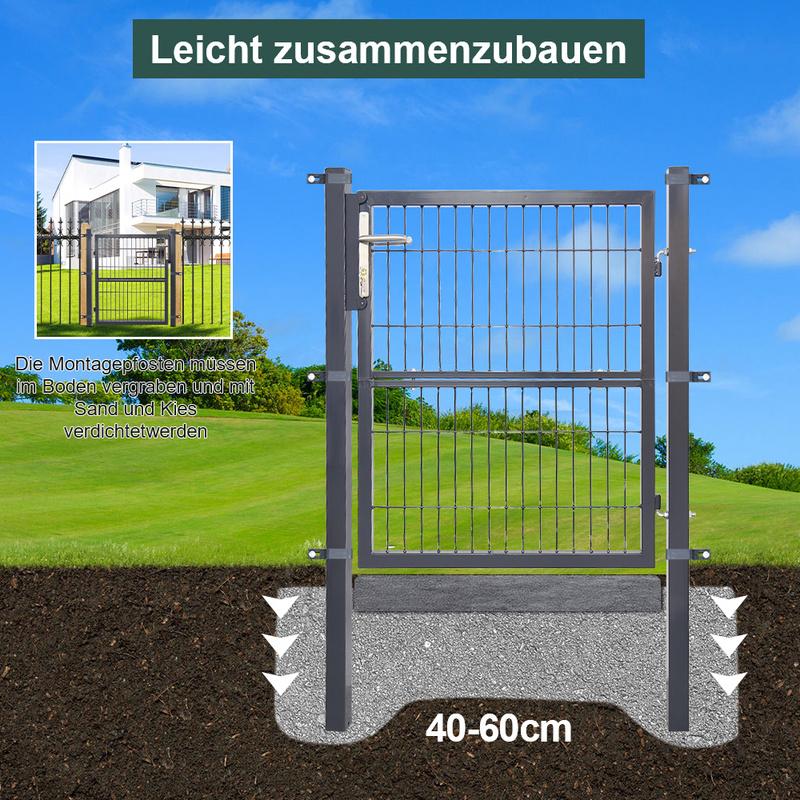 Verja de Doble Barra Puerta de Jardín - Antracita - 120x100CM En oferta