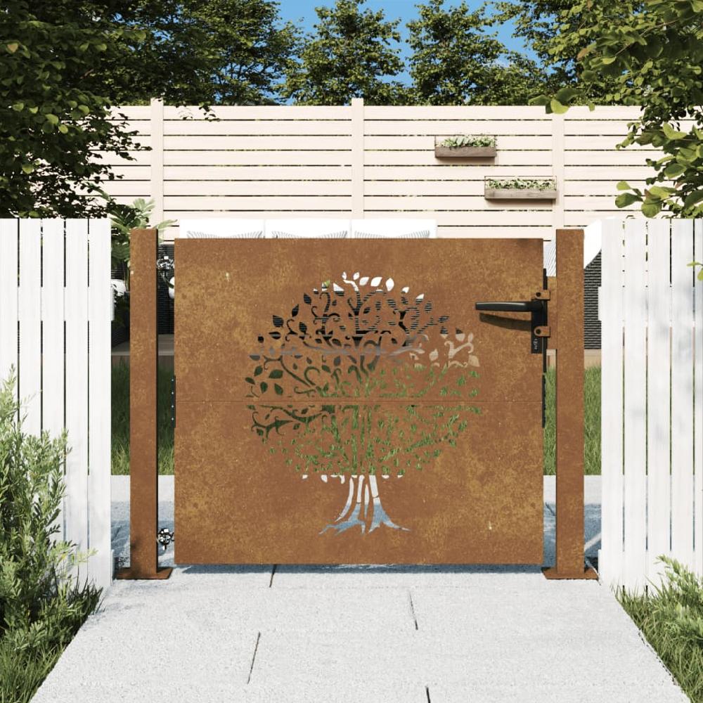 Maison Exclusive - Puerta de jardín acero corten diseño árbol 105x105 cm