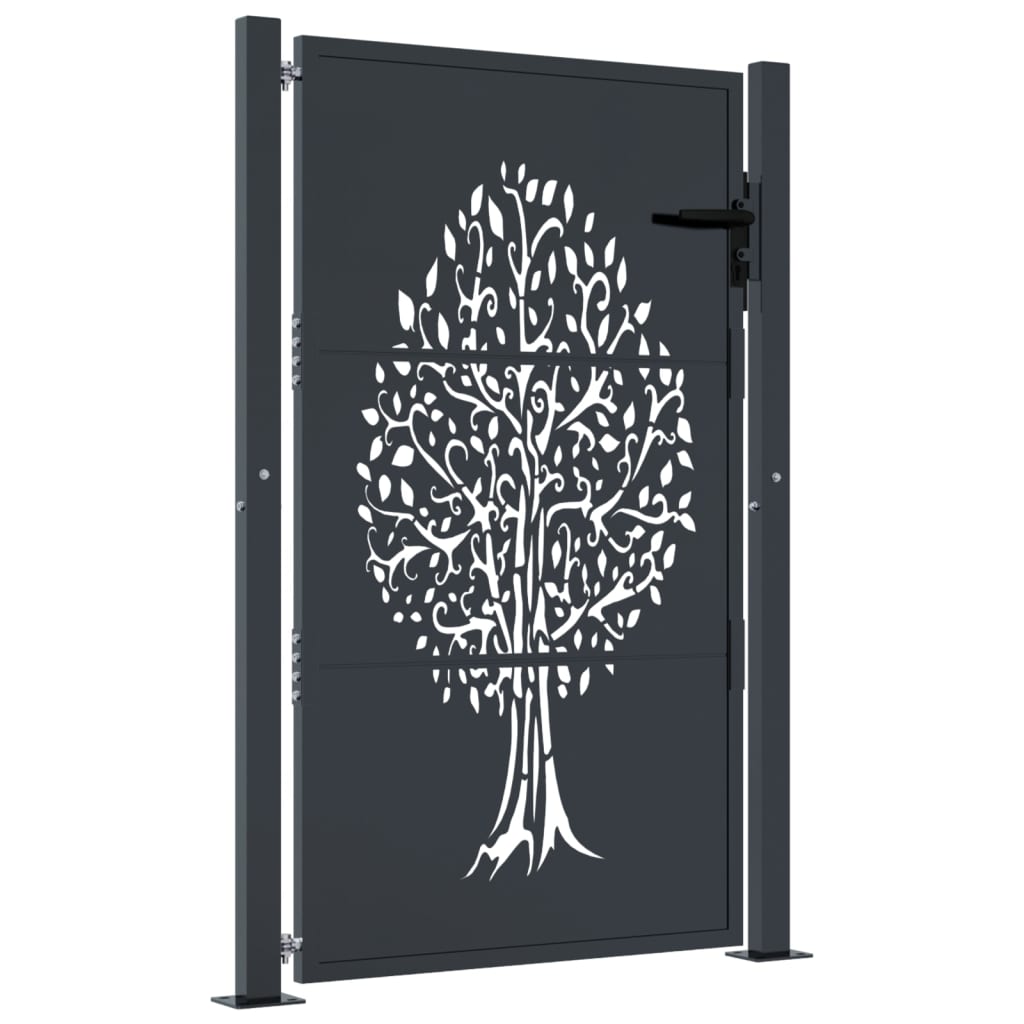 Maison Exclusive - Puerta de jardín acero gris antracita diseño árbol 105x130 cm Oferta especial