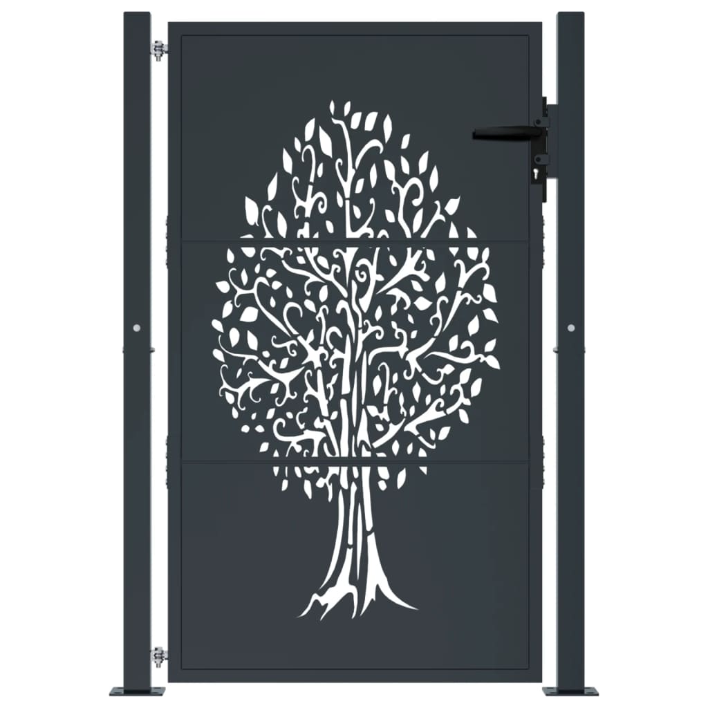 Maison Exclusive - Puerta de jardín acero gris antracita diseño árbol 105x130 cm Oferta especial