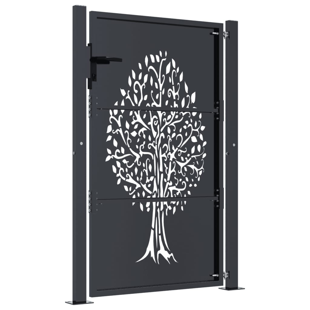 Maison Exclusive - Puerta de jardín acero gris antracita diseño árbol 105x130 cm Oferta especial