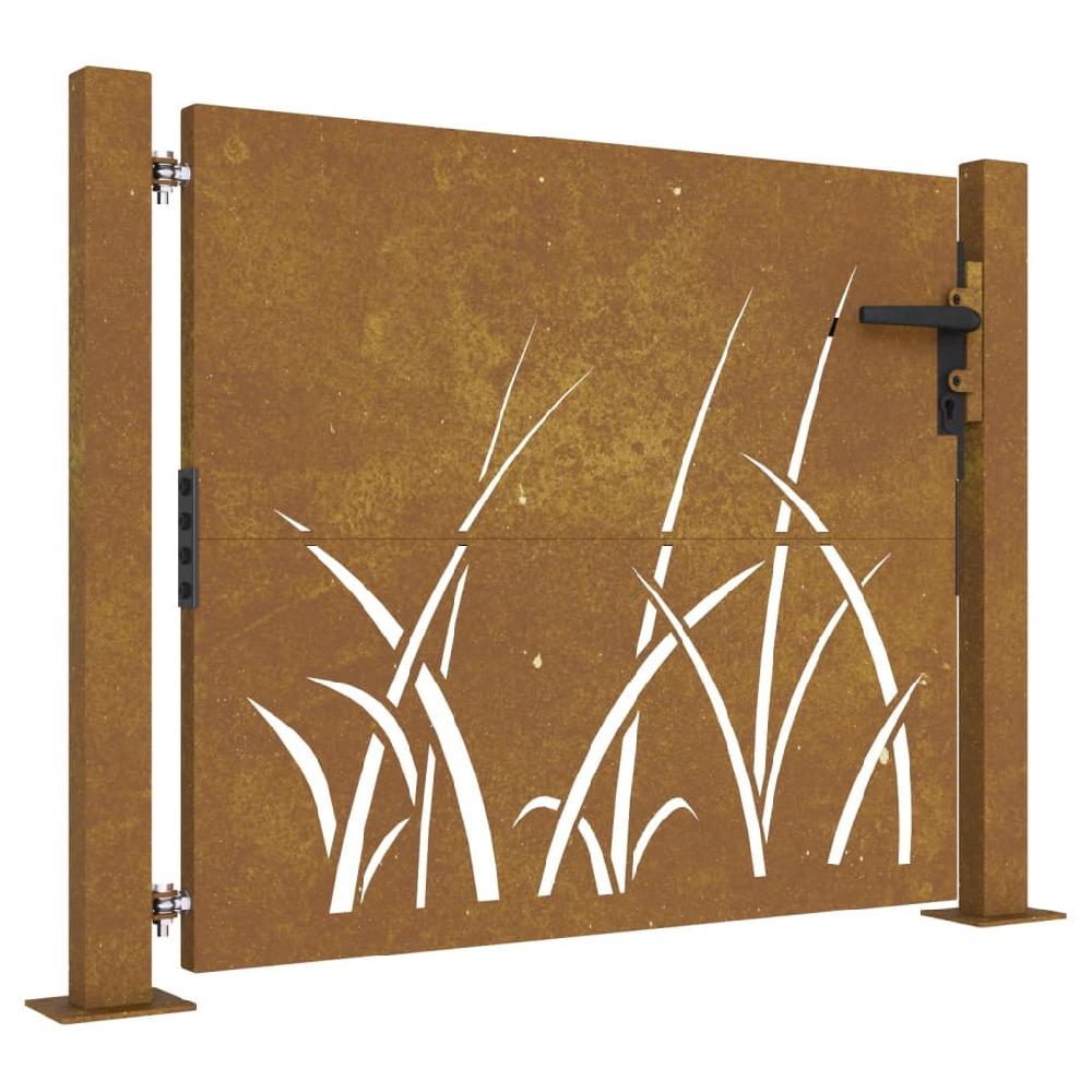 Puerta de jardín 105x105 cm acero corten diseño césped COMPRAR AHORA