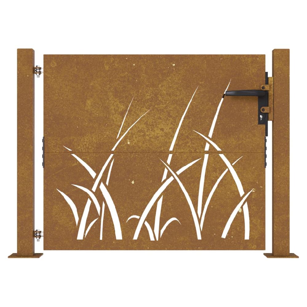 Puerta de jardín 105x105 cm acero corten diseño césped COMPRAR AHORA