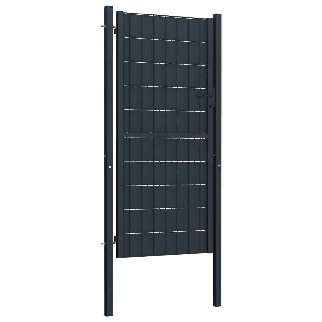 Puerta de valla de PVC y acero 100x164 cm Antracita Oferta especial de fábrica