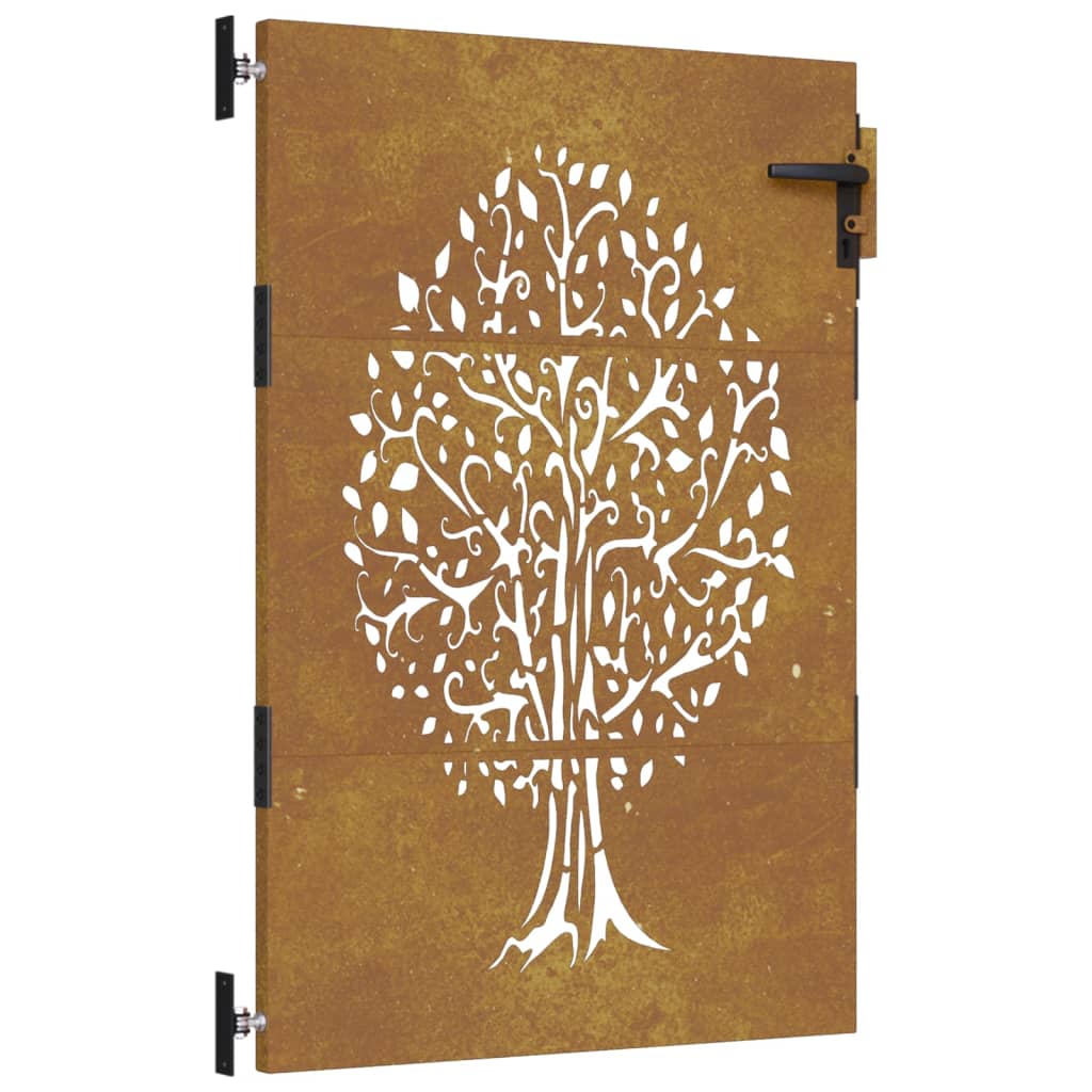 Puerta de jardín 85x150 cm acero corten diseño árbol Promoción trimestral