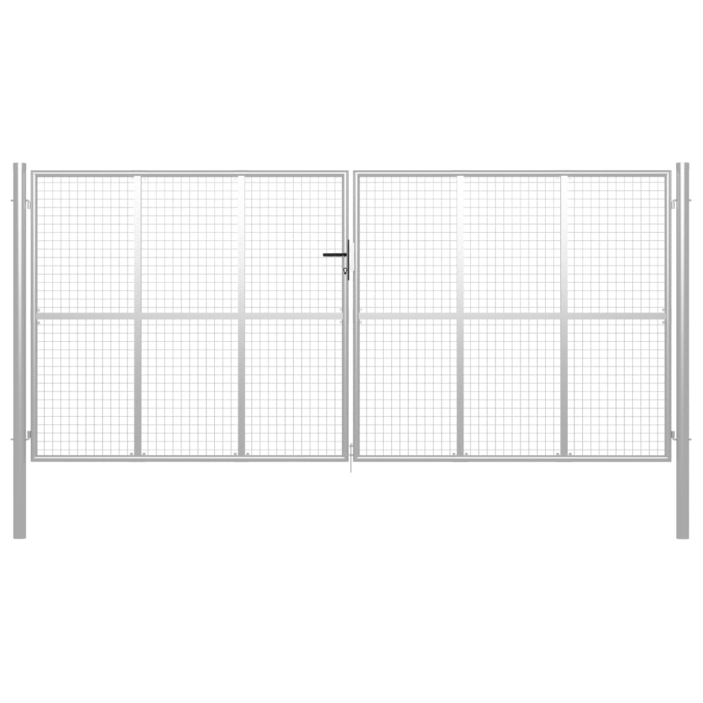 vidaXL Puerta de jardín de acero galvanizado plateado 415x250 cm