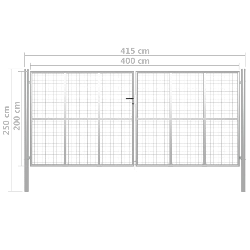 vidaXL Puerta de jardín de acero galvanizado plateado 415x250 cm Ahorra y exporta