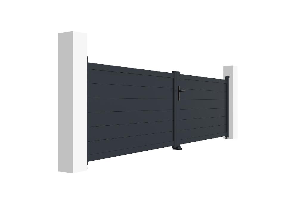 Puerta batiente de aluminio soldado 4m EIGER 400B115 GRIS Precios de Black Friday