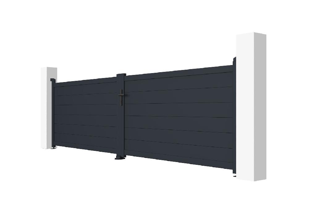 Puerta batiente de aluminio soldado 4m EIGER 400B115 GRIS Precios de Black Friday