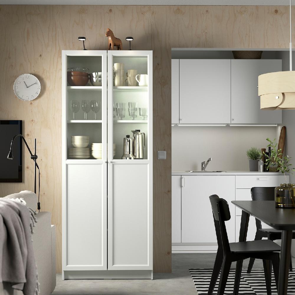 IKEA BILLY / OXBERG Librería con puerta de vidrio blanco 80x30x202 cm Superdescuento