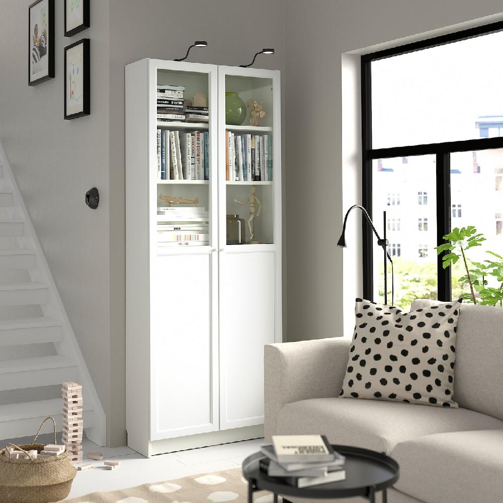 IKEA BILLY / OXBERG Librería con puerta de vidrio blanco 80x30x202 cm Superdescuento