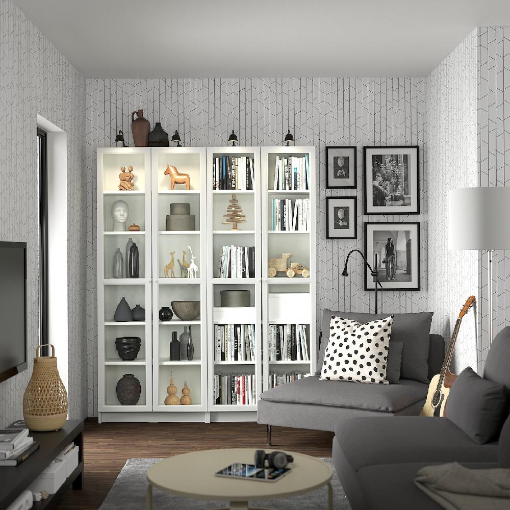IKEA BILLY / OXBERG Librería blanco/vidrio 160x30x202 cm Limitado a 3 días