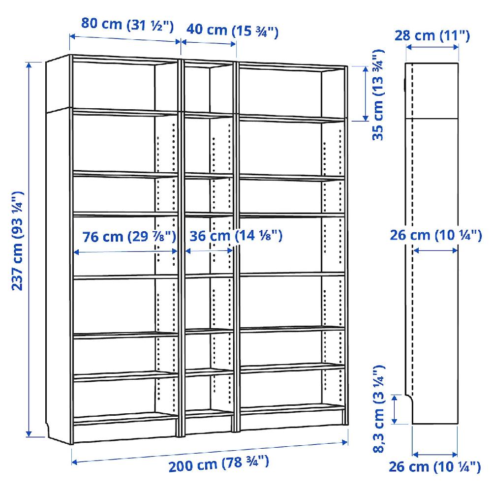 IKEA BILLY Librería blanco 200x28x237 cm Última moda