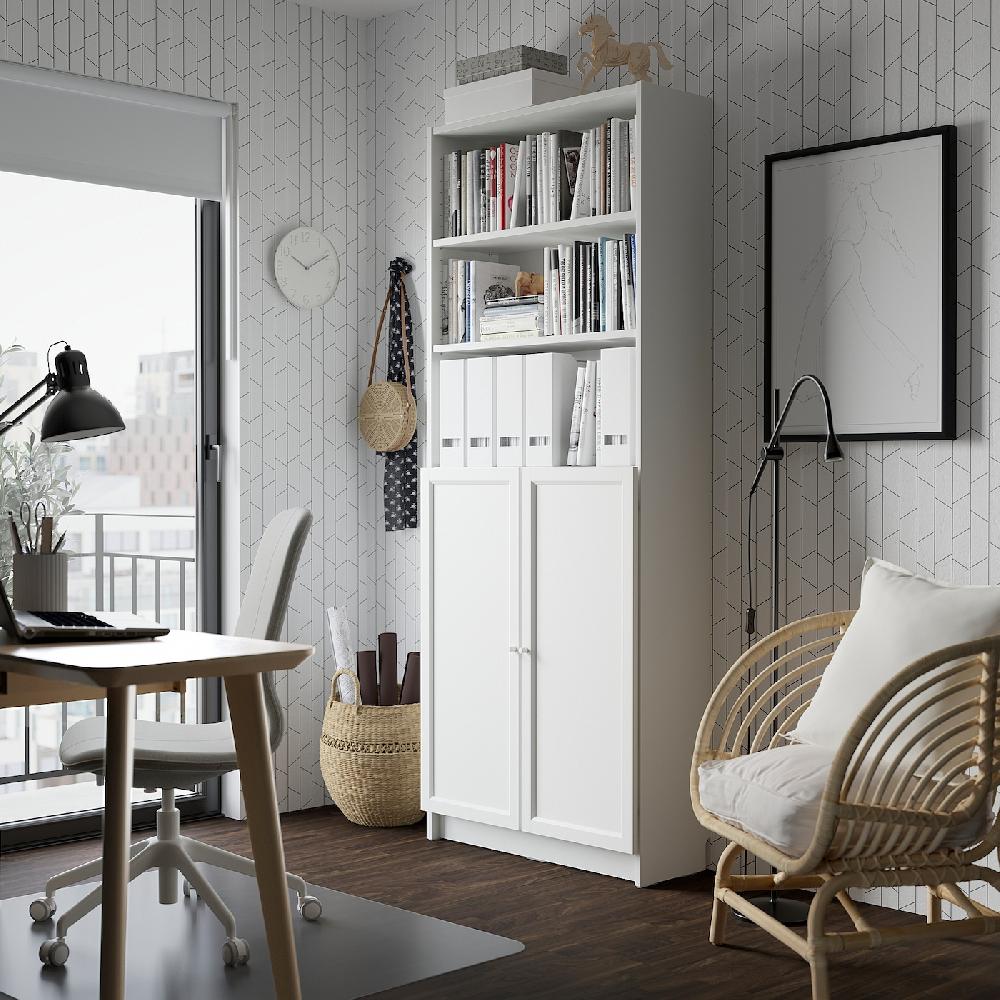 IKEA BILLY / OXBERG Librería con puertas blanco 80x30x202 cm Descuento por venta flash