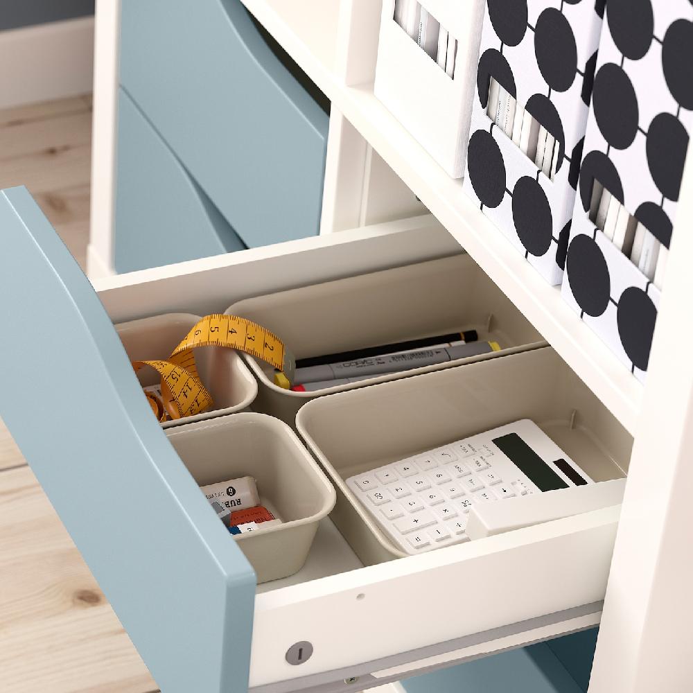 IKEA KALLAX Estantería con 2 puertas/4 cajones blanco/azul grisáceo claro con forma ondulada 147x77 cm Tienda
