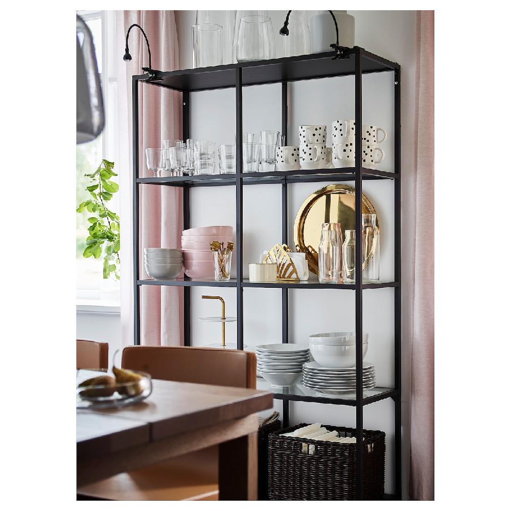 IKEA VITTSJÖ Estantería negro-marrón/vidrio 100x175 cm Promoción por tiempo limitado