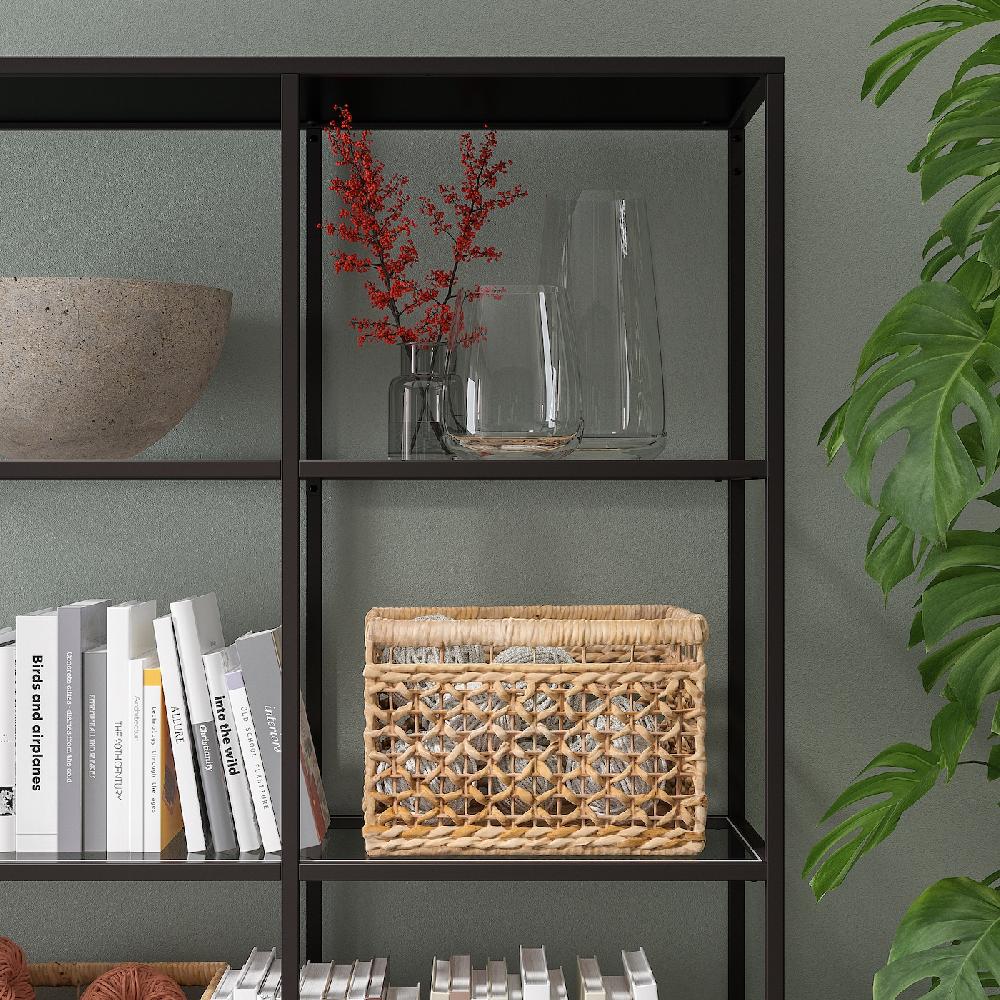 IKEA VITTSJÖ Estantería negro-marrón/vidrio 100x175 cm Promoción por tiempo limitado