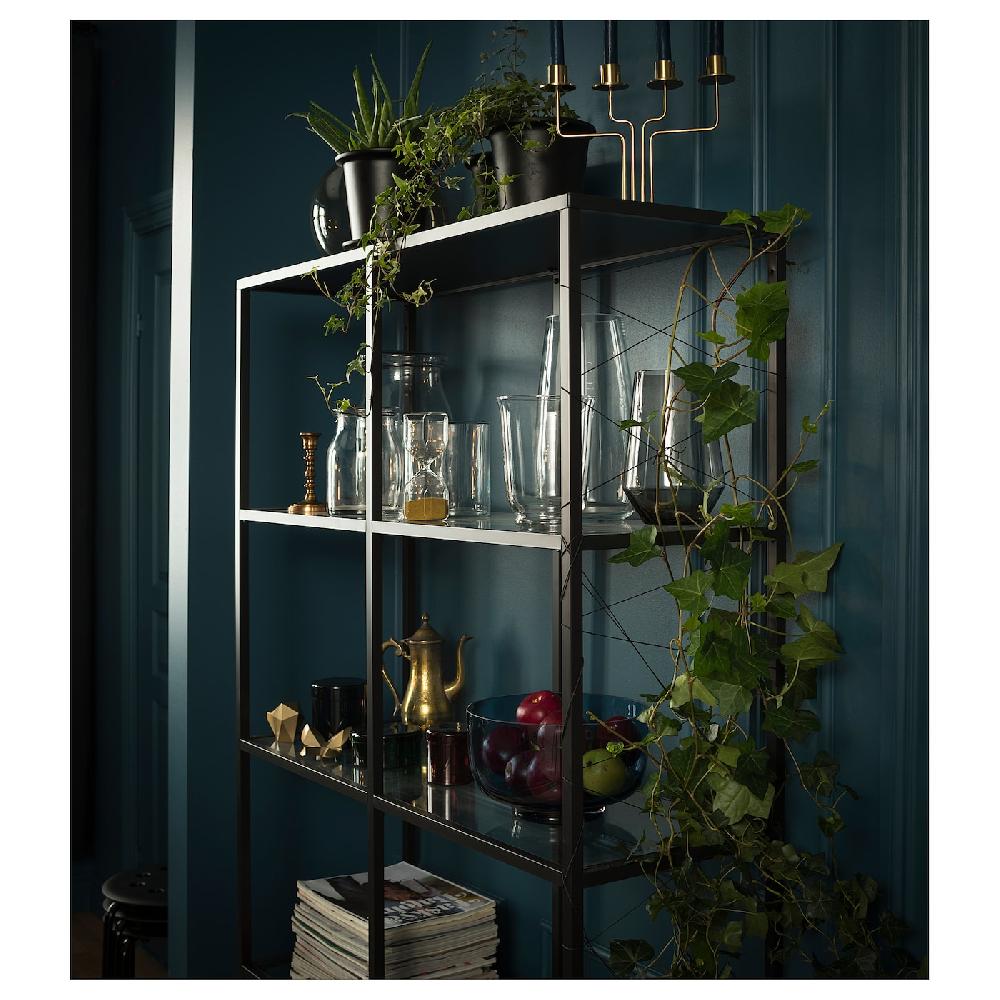 IKEA VITTSJÖ Estantería negro-marrón/vidrio 100x175 cm Promoción por tiempo limitado