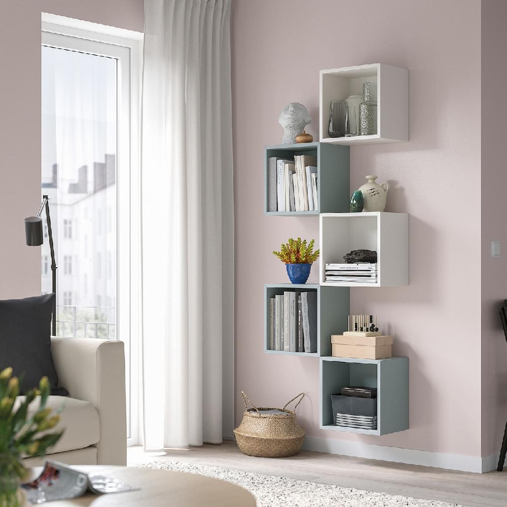 IKEA EKET Combinación de almacenaje en pared blanco/azul grisáceo claro Solo queda un día