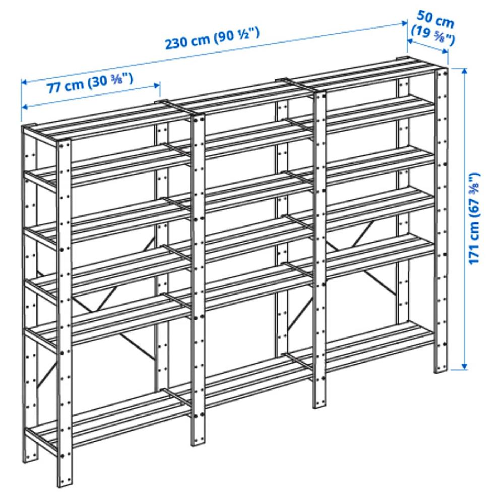 IKEA HEJNE Secciones con baldas madera conífera 230x50x171 cm Precio ultrabajo