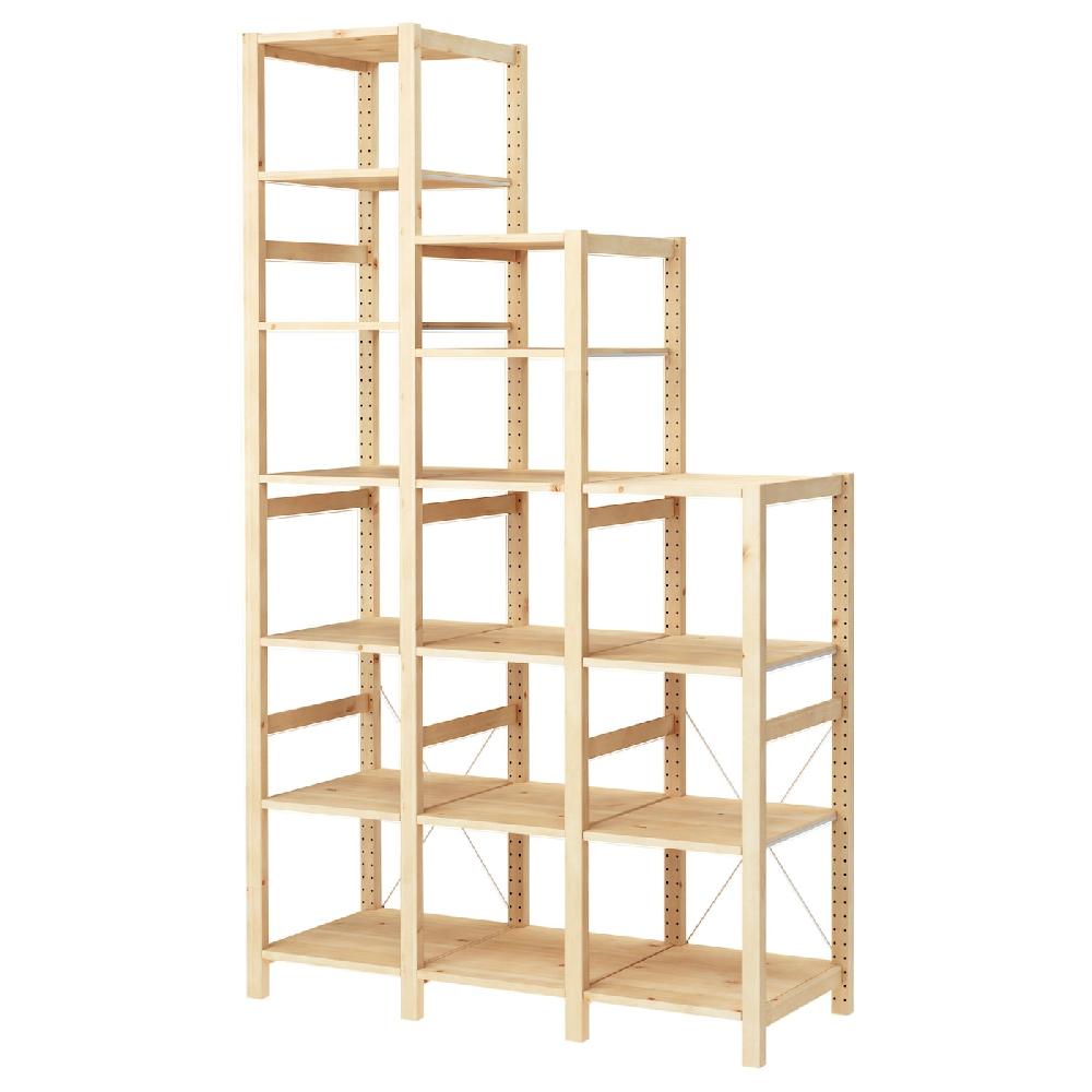 IKEA IVAR Secciones con baldas pino 139x50x124-226 cm