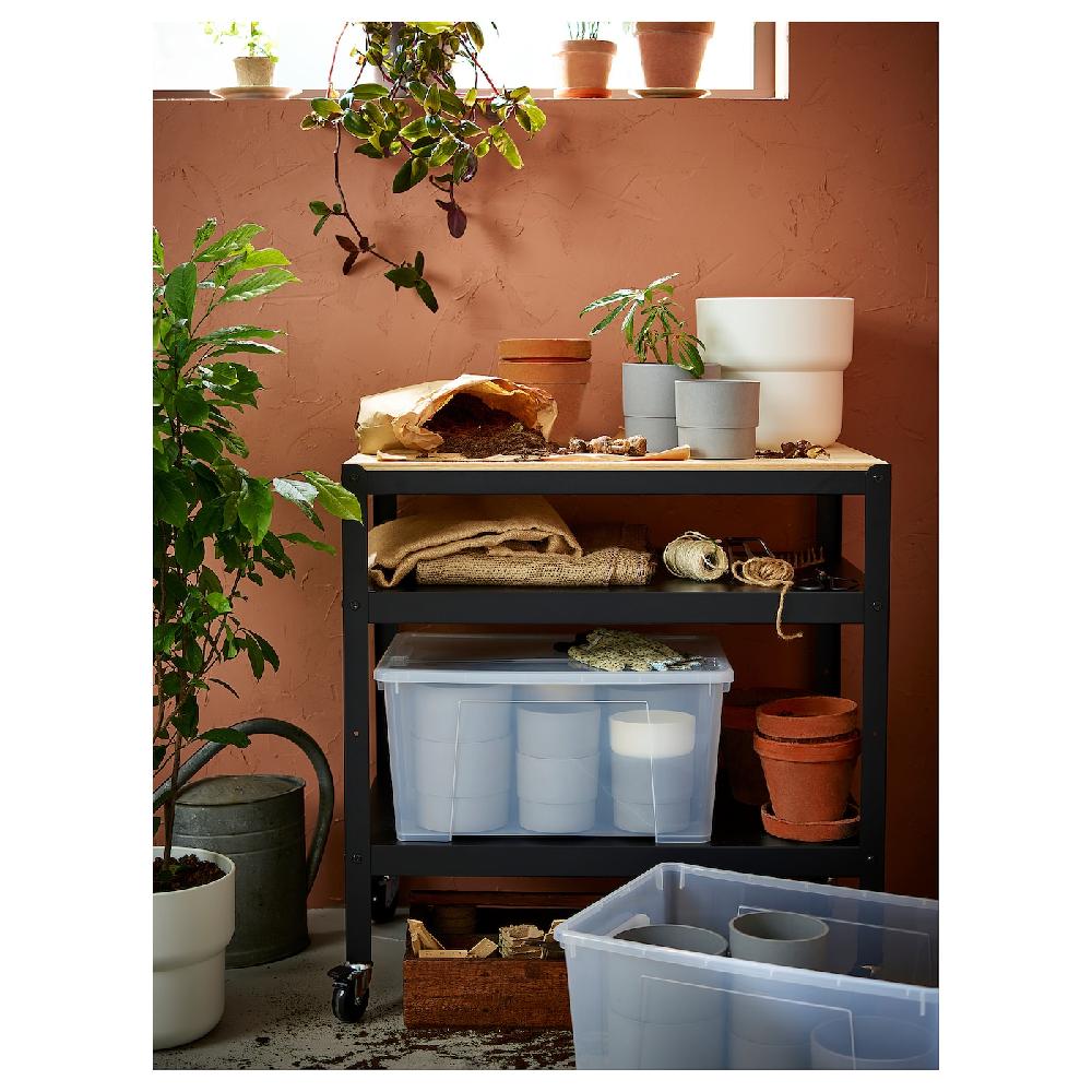IKEA BROR Carrito negro/contrachapado de pino 85x55 cm Outlet