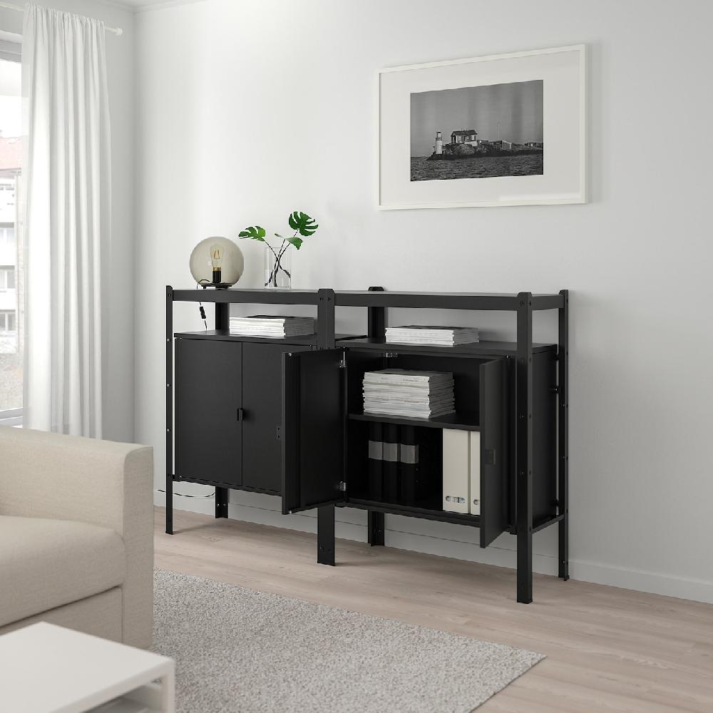 IKEA BROR Estante con armario negro 170x40x110 cm Rebajas