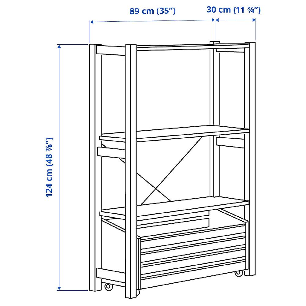 IKEA IVAR Estantería con caja pino 89x30x124 cm En oferta