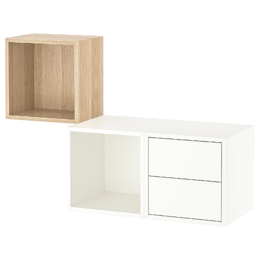 IKEA EKET Combinación de almacenaje en pared efecto roble tinte blanco/blanco 105x35x70 cm