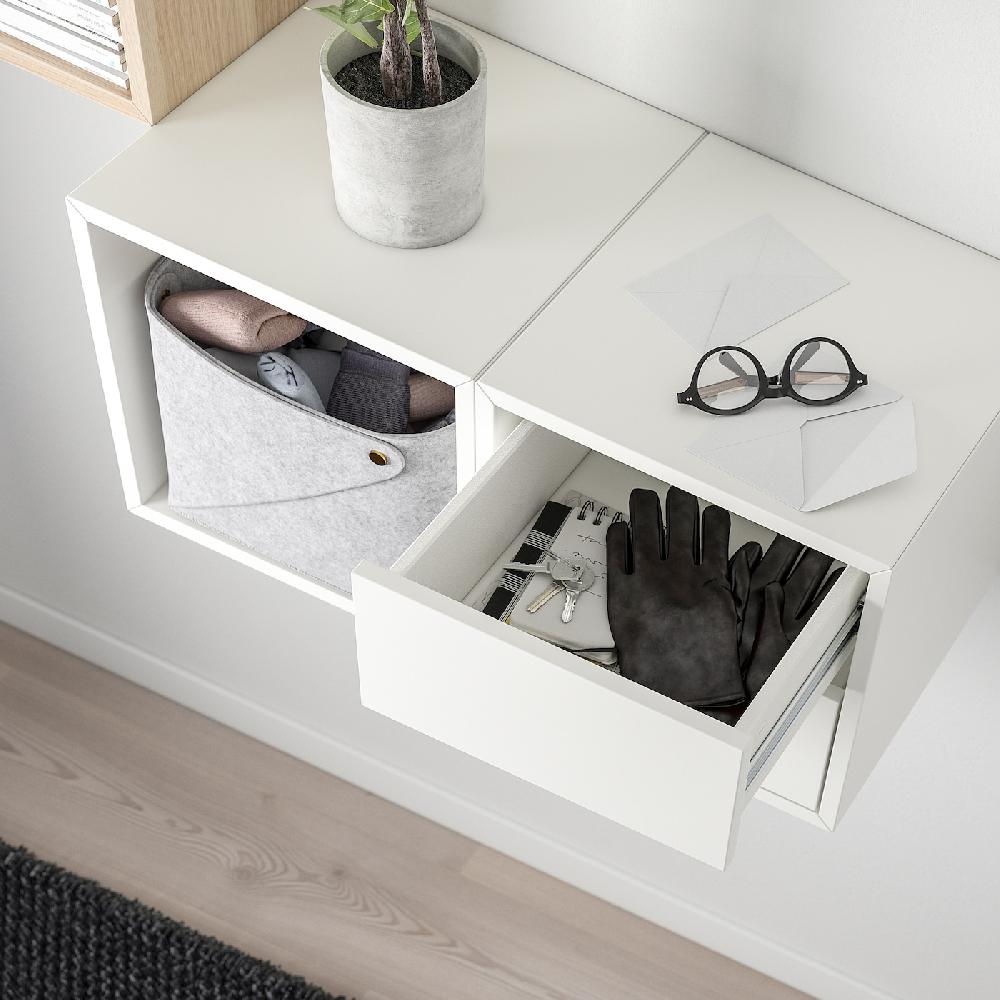IKEA EKET Combinación de almacenaje en pared efecto roble tinte blanco/blanco 105x35x70 cm Precio de fábrica