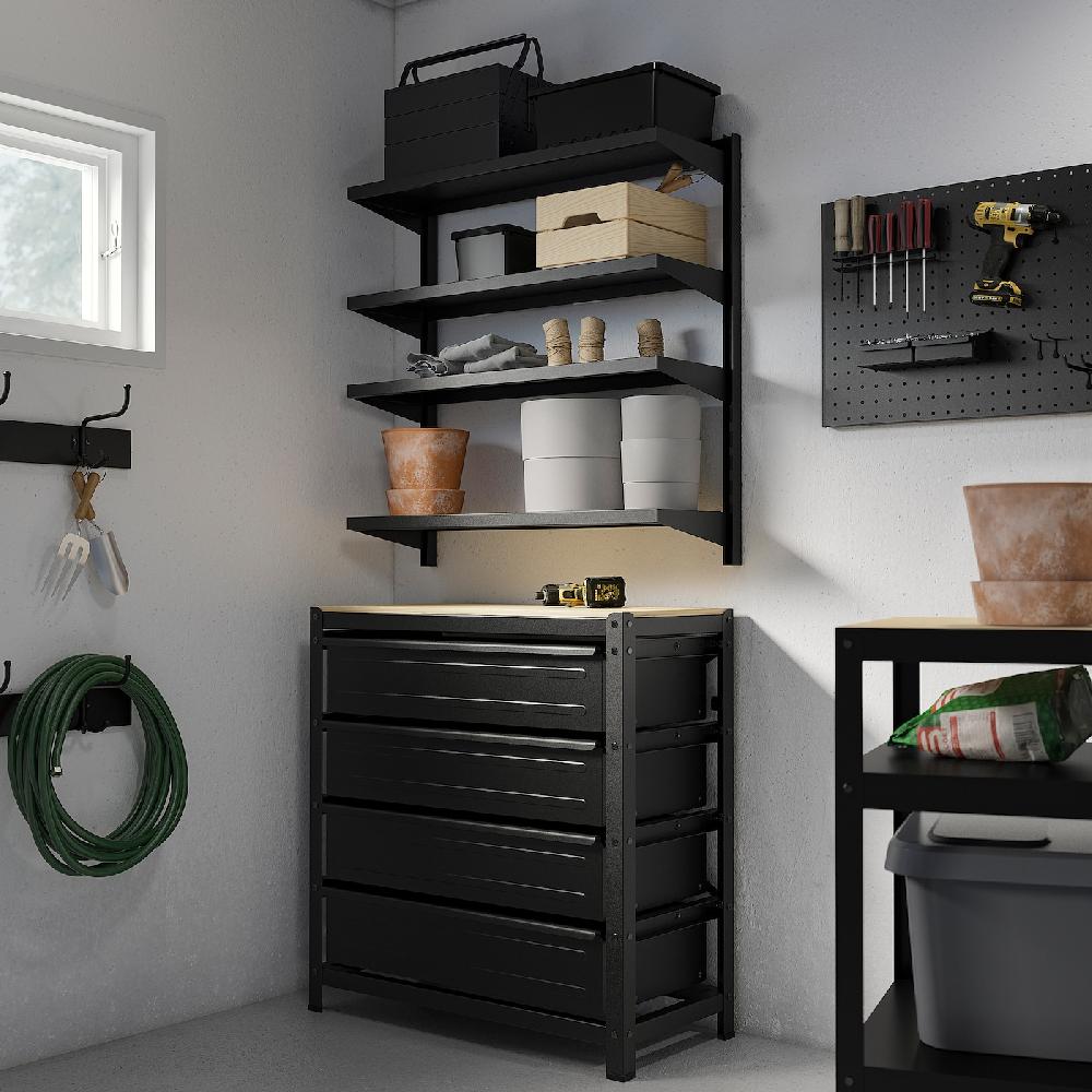 IKEA BROR Combinación estantes de pared negro 88x30x90 cm Venta caliente