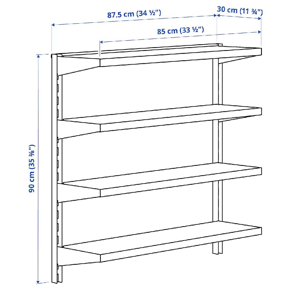 IKEA BROR Combinación estantes de pared negro 88x30x90 cm Venta caliente