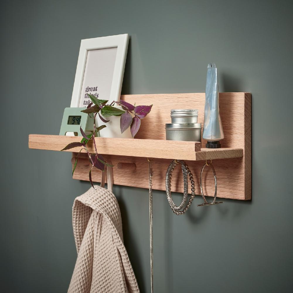 IKEA HÄSTVISKARE Organizador pared con ganchos roble 42x15x11 cm Ventas relámpago