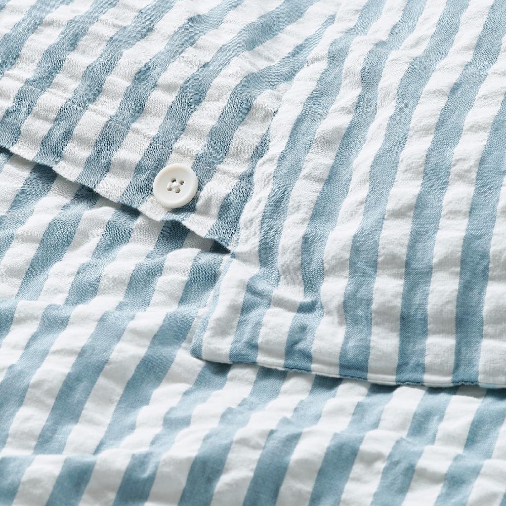 IKEA SMÅNUNNEÖRT Funda nórdica y 2 fundas almohada azul grisáceo oscuro blanco/rayas 240x220/50x60 cm Rebajas de fábrica