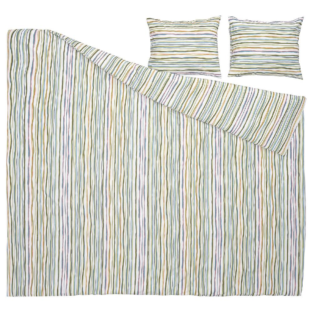 IKEA SUMPGRÖE Funda nórdica y 2 fundas almohada multicolor/rayas 240x220/50x60 cm Rebajas top