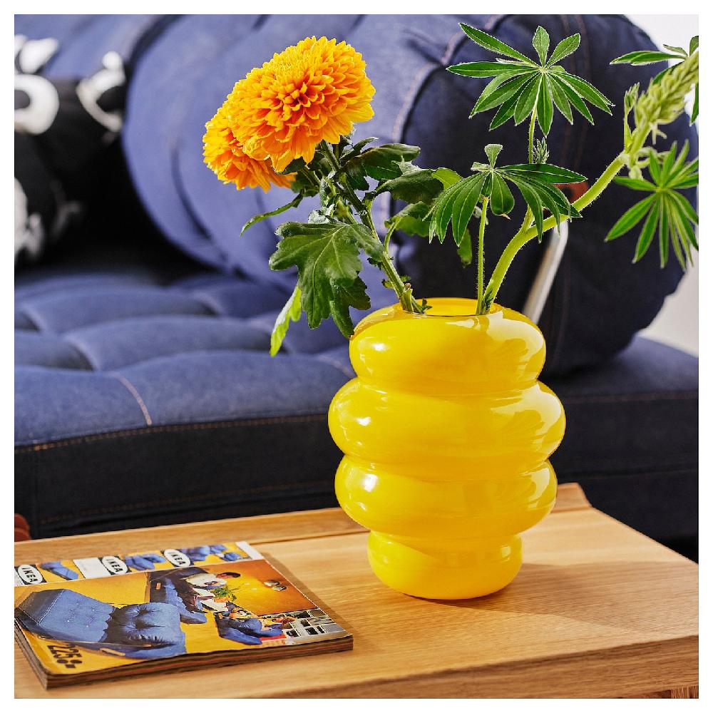 IKEA KÄLLARHALS Florero / jarrón amarillo 22 cm Liquidación