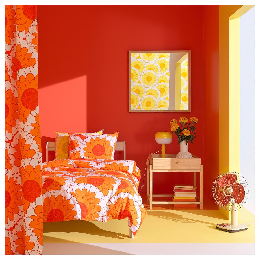 IKEA KRANSMALVA Funda nórdica con funda de almohada naranja 150x200/50x60 cm Tienda de fábrica