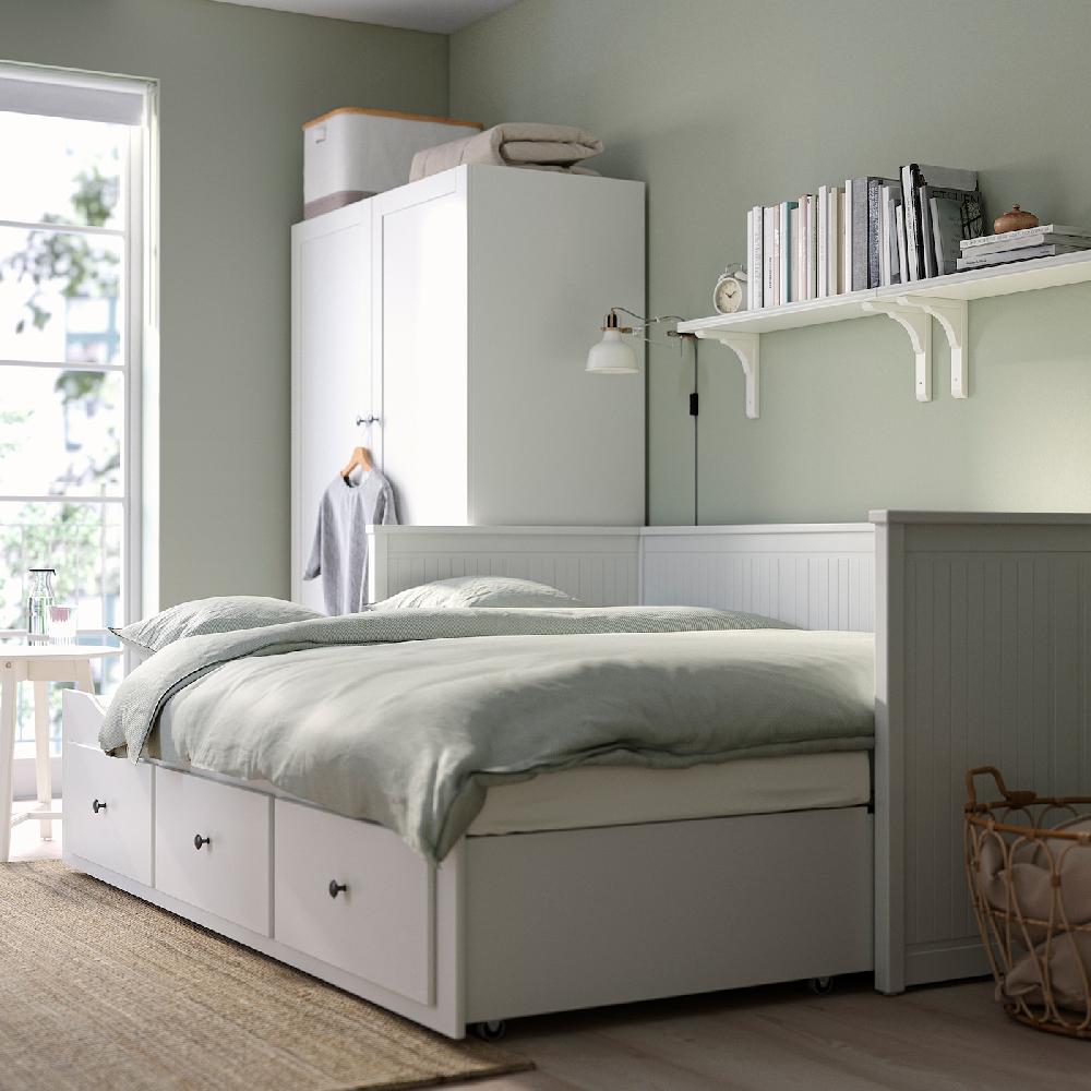 IKEA HEMNES Diván con 3 cajones y 2 colchones blanco/Åfjäll firme 80x200 cm Promoción por tiempo limitado