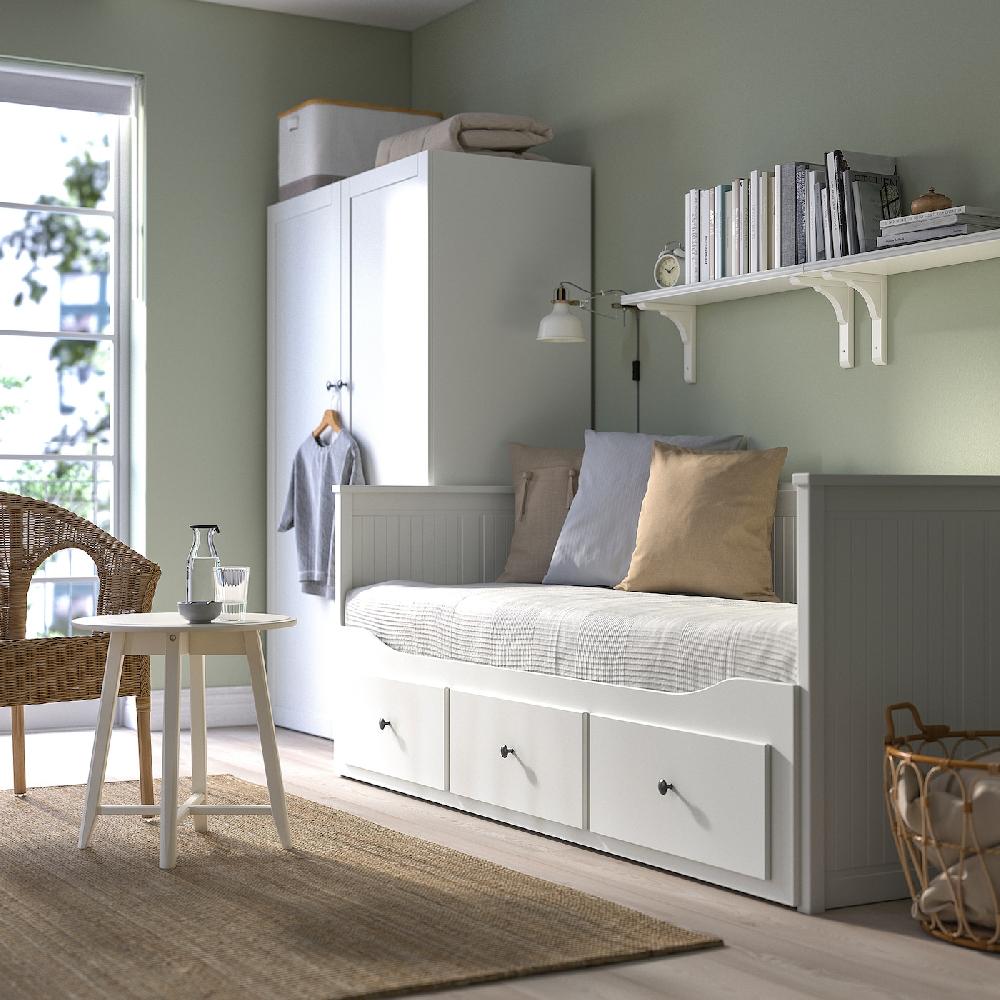 IKEA HEMNES Diván con 3 cajones y 2 colchones blanco/Åfjäll firme 80x200 cm Promoción por tiempo limitado