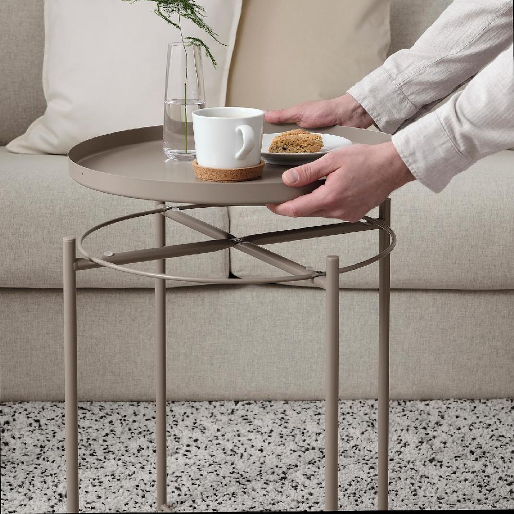 IKEA GLADOM Mesa/bandeja gris beige 45x53 cm Superdescuento