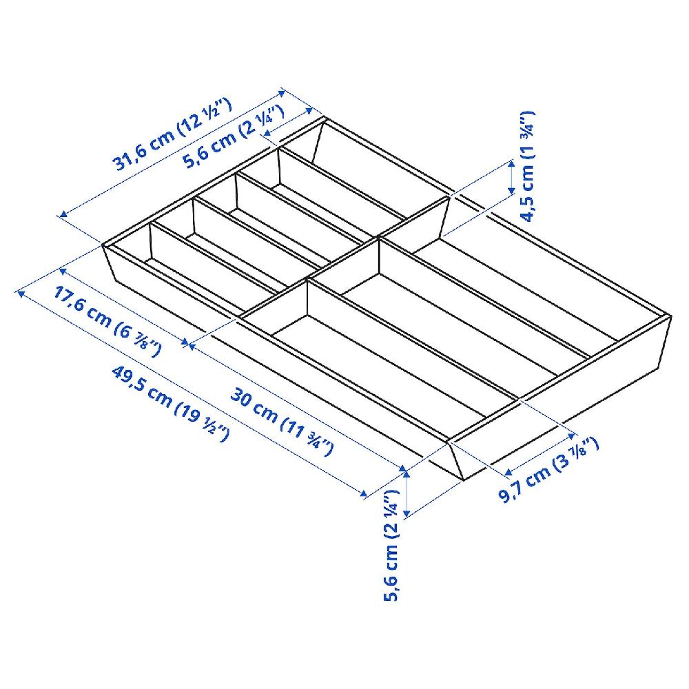 IKEA UPPDATERA Bandeja para cubiertos bambú claro 32x50 cm Libre de impuestos