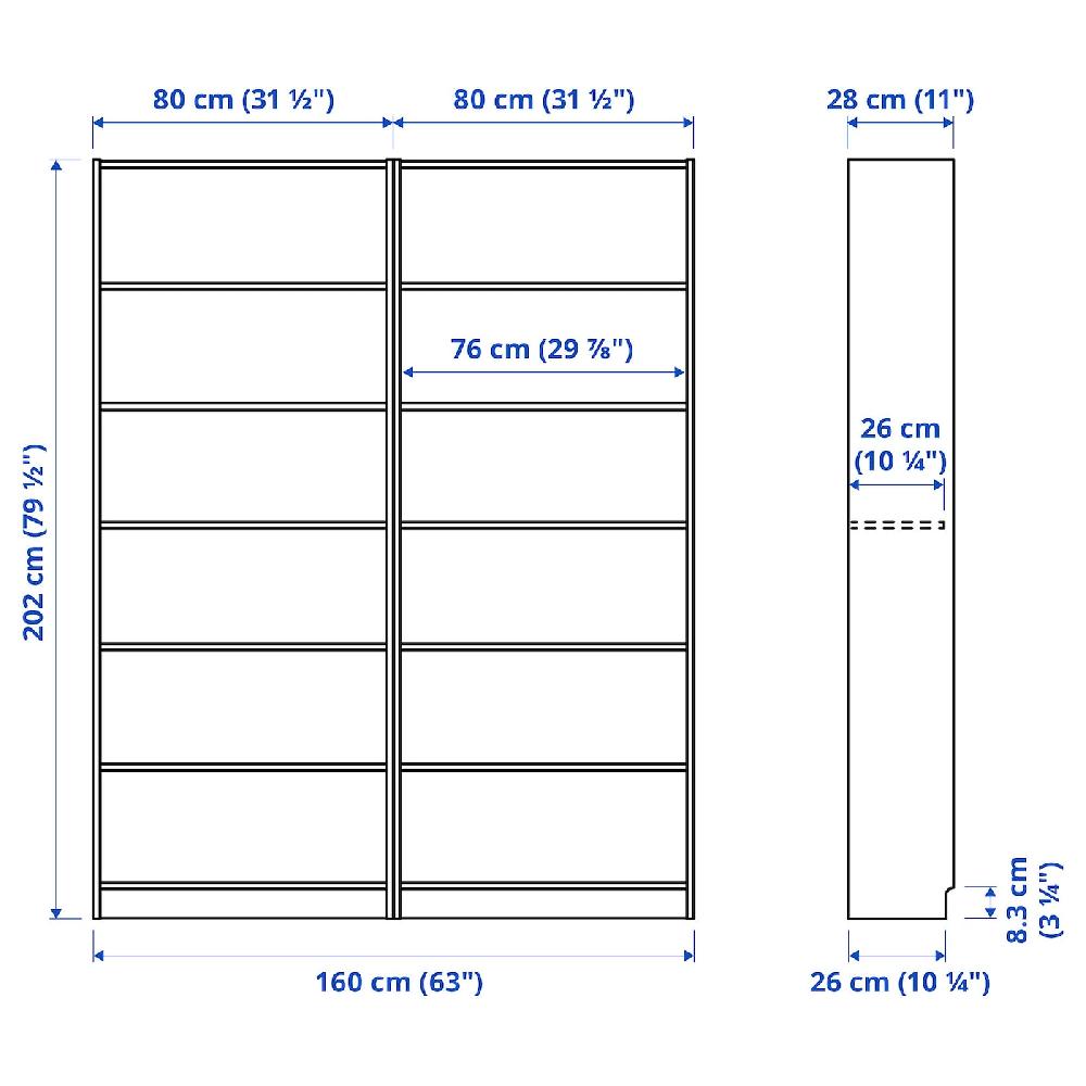 IKEA BILLY Librería blanco 160x28x202 cm Grandes ahorros