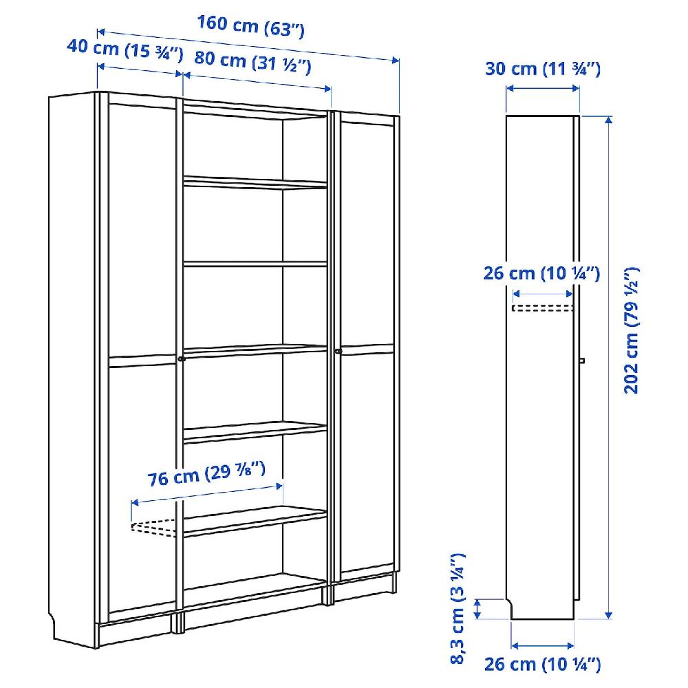 IKEA BILLY / OXBERG Combinación librería puertas vidrio blanco 160x202 cm Rebajas de fin de temporada