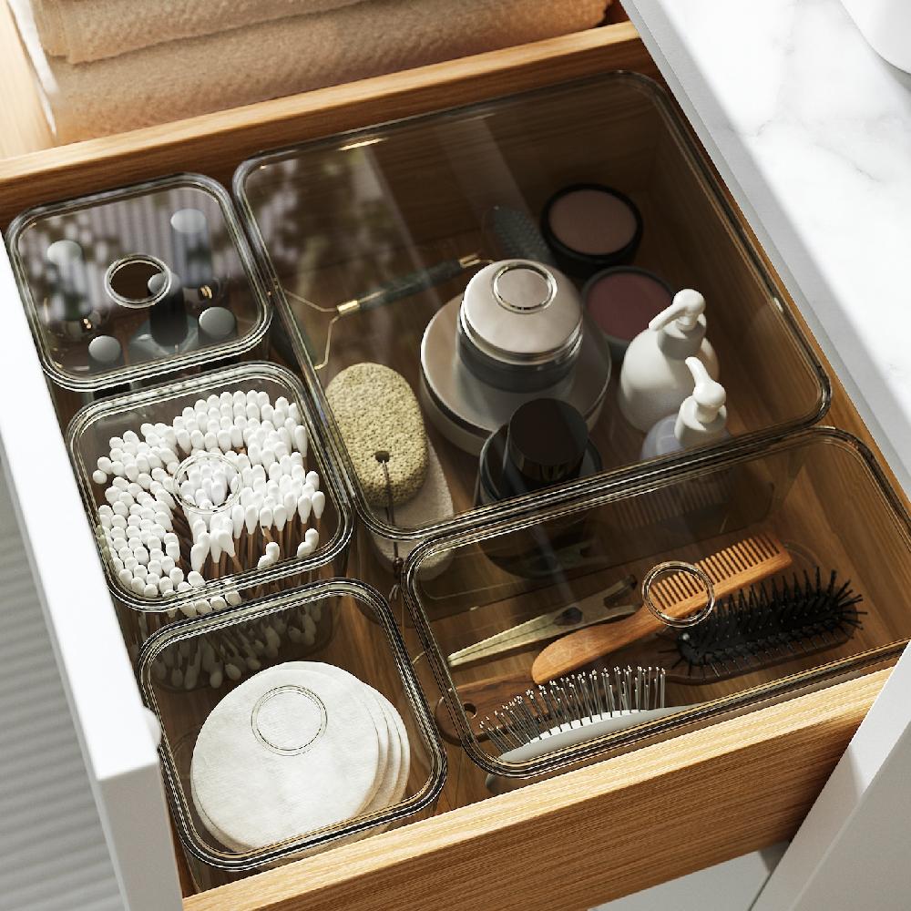 IKEA VISSLAÅN Caja con tapa juego de 5 gris Ofertas
