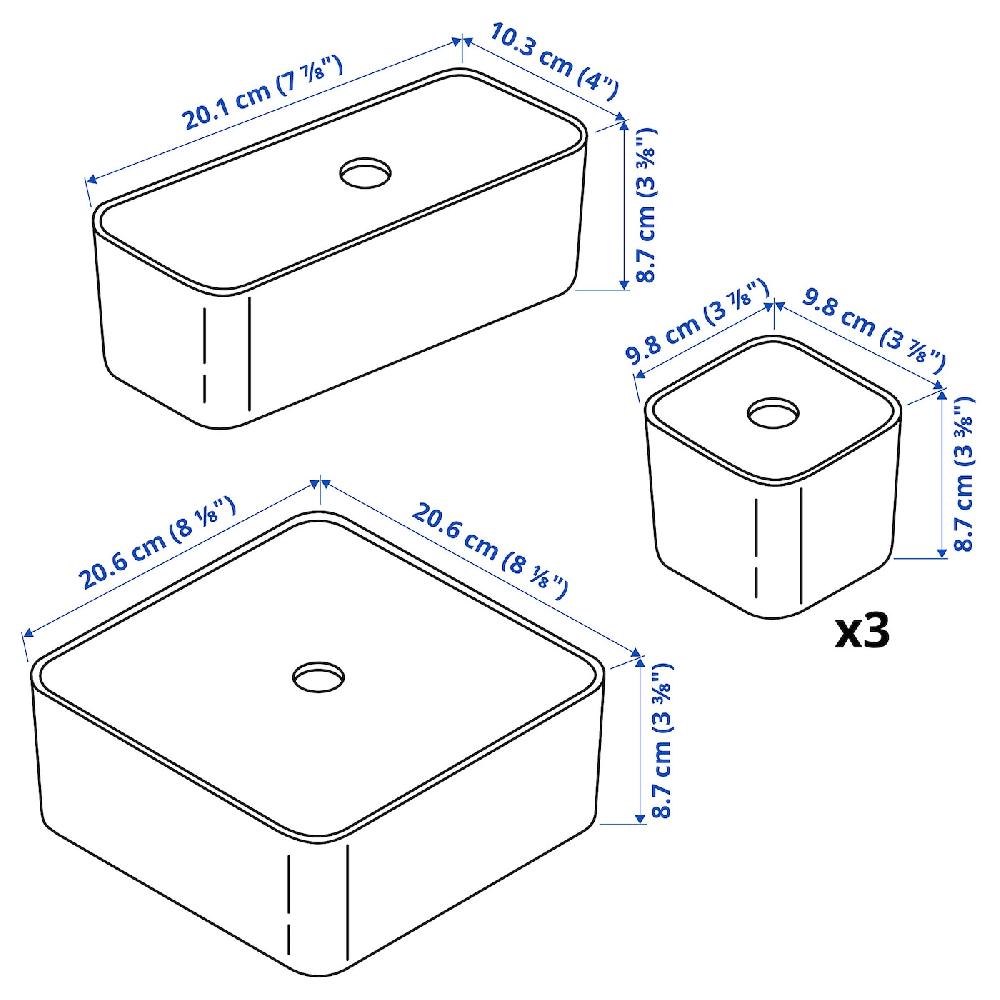 IKEA VISSLAÅN Caja con tapa juego de 5 gris Ofertas