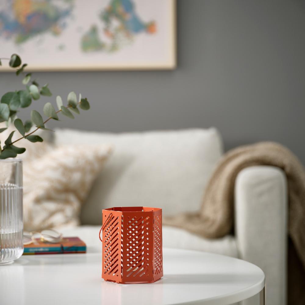 IKEA VÅRSYREN Farolillo para vela pequeña marrón anaranjado 12 cm Tienda