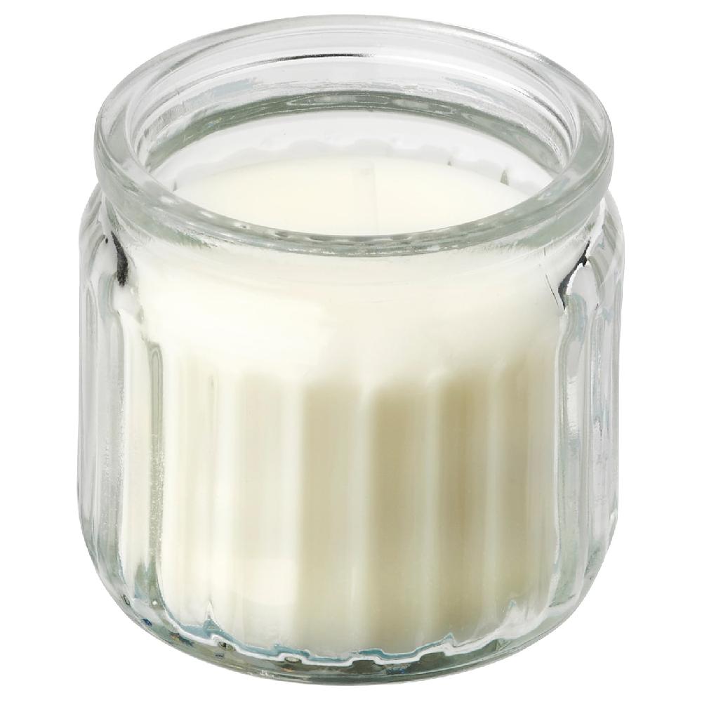 IKEA JÄMLIK Vela aromática en vaso vainilla/beige claro 12 hr